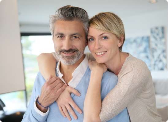 couple hugging and smiling